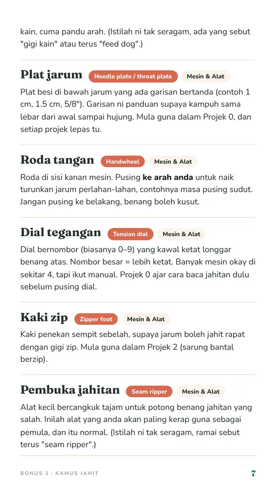 Muka surat kamus istilah jahit